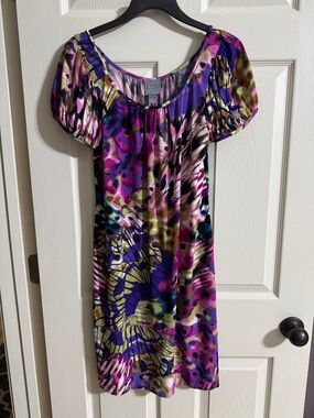 Rabbit Rabbit Rabbit Purple and Pink Abstract Scoop Neck Dress